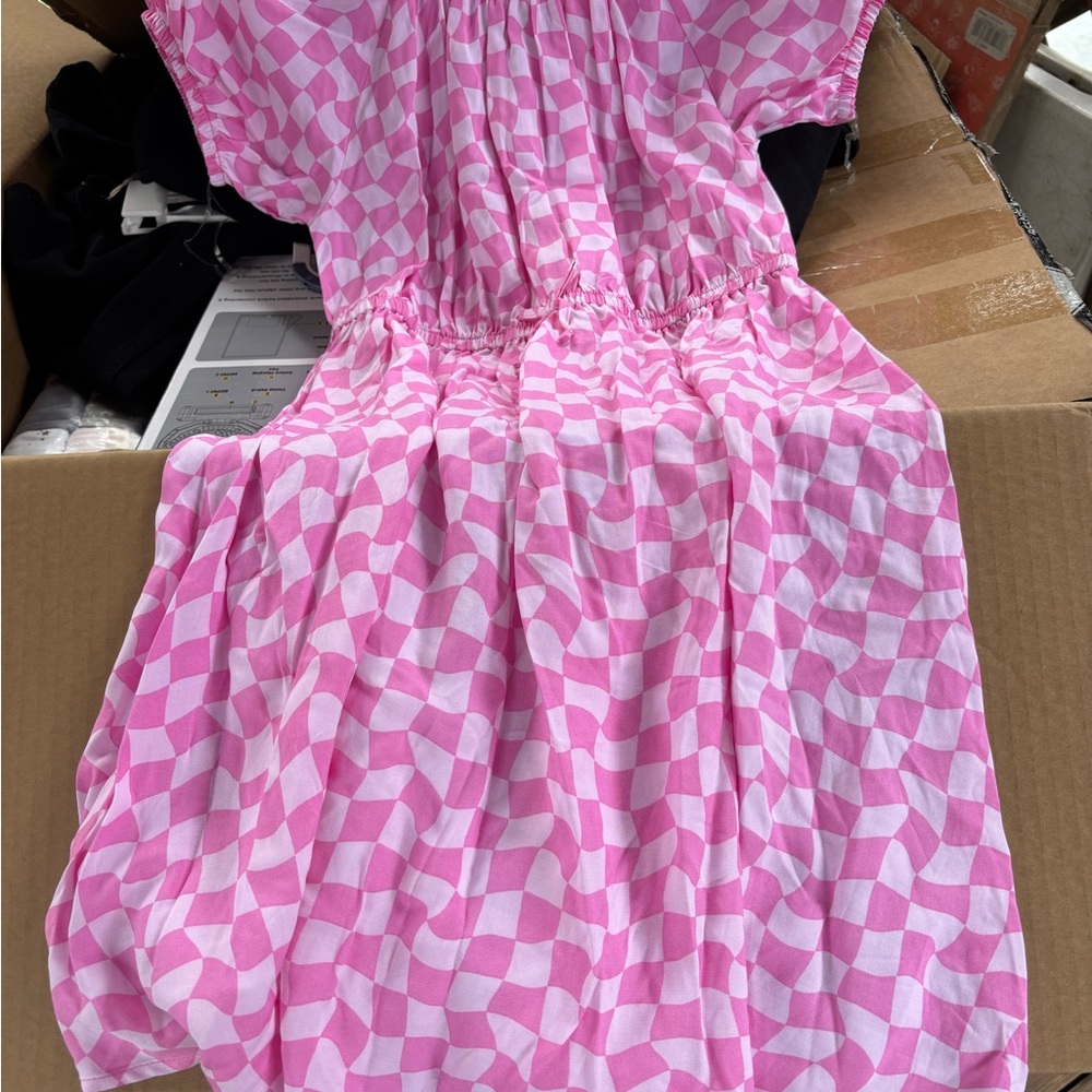 Pink and White Checkered Dress